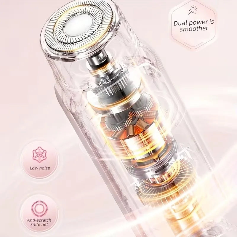 2 in 1 Electric Hair Trimmer for Women Dual Head USB Charging Cordless Wet Dry Body Facial Bikini Shaver Portable angled view